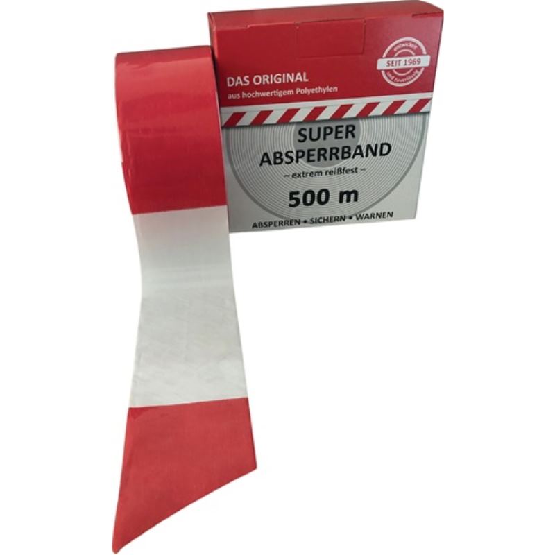 Absperrband L.500m B.80mm rot/weiß geblockt 500m/Karton KELMAPLAST